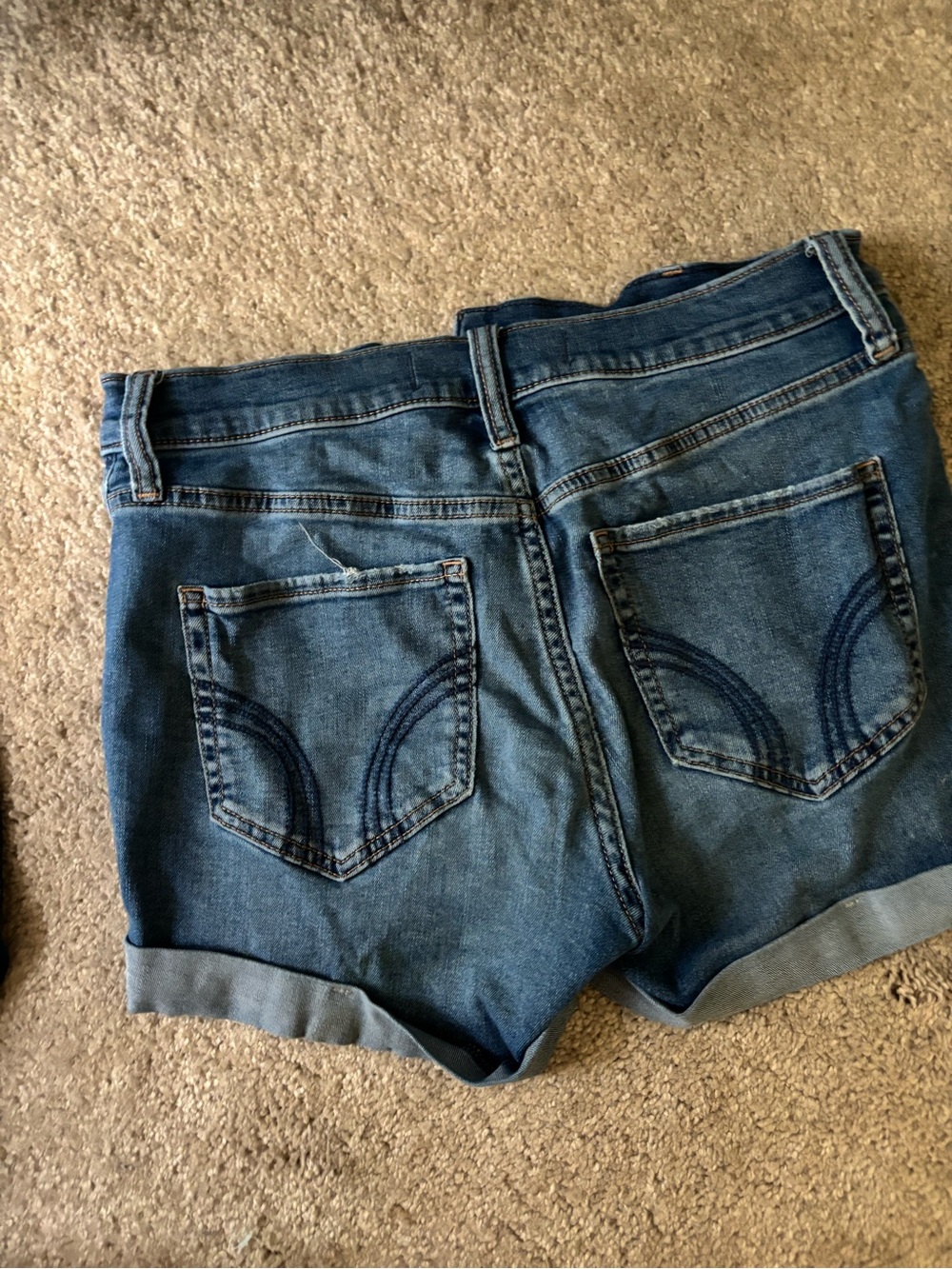 Hollister Medium Blue Denim Cuffed Women’s Shorts